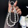 Pearl DIY Cell Phone Lanyard Double Chain Beads Lanyard Wrist Delicate Bag Charms