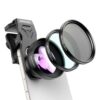 APEXEL HB100U Macro Lens Kit with 52MM CPL & Star Filter for Smartphones 3-in-1 Phone Camera Lens Set