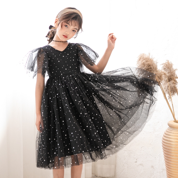 A22101 Girls Summer Star Mesh Princess Dress, 110cm, 120cm, 130cm, 140cm, 150cm, 160cm, 170cm