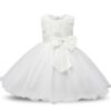 Girls Sleeveless Rose Flower Pattern Bow-knot Lace Dress Show Dress, White   100cm, White   110cm, White   130cm, Pink 90cm, Pink 100cm, Pink 110cm, Pink 120cm