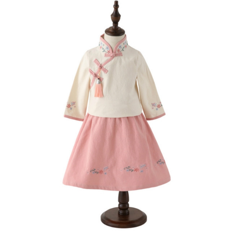 Girls Chinese Style Embroidery Top + Skirt Set Tunic Clothing, 90cm, 100cm, 110cm, 120cm, 130cm, 140cm