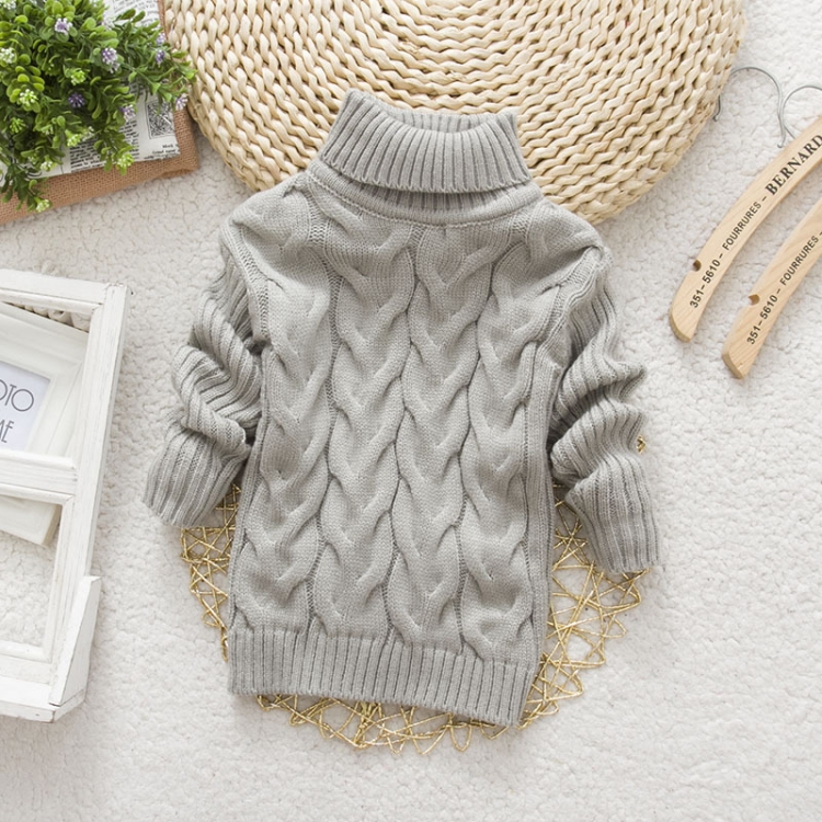 Winter Children's Thick Solid Color Knit Bottoming Turtleneck Pullover Sweater, 16 Size(90-100cm) Grey, 18 Size(100-110cm) Grey, 20Size(120cm) Grey, 22Size(130cm) Grey, 24Size(140cm) Grey, 14 Size(80-90cm) Yellow, 16 Size(90-100cm) Yellow...