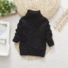 Winter Children's Thick Solid Color Knit Bottoming Turtleneck Pullover Sweater, 18 Size（100-110cm） Black, 20Size（120cm） Black, 22Size（130cm） Black, 24Size（140cm） Black, 14 Size（80-90cm） White, 16 Size（90-100cm） White, 18 Size（100-110cm） White...