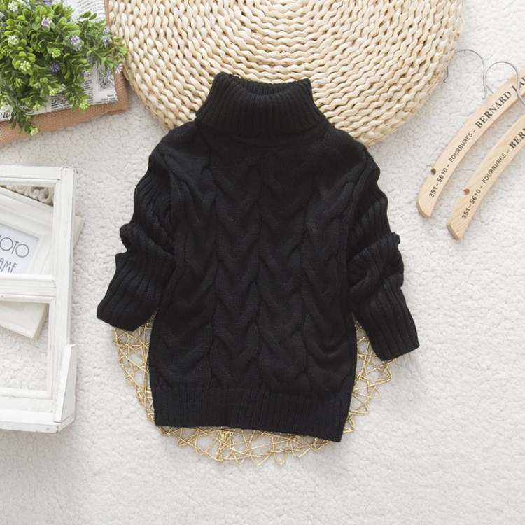 Winter Children's Thick Solid Color Knit Bottoming Turtleneck Pullover Sweater, 18 Size（100-110cm） Black, 20Size（120cm） Black, 22Size（130cm） Black, 24Size（140cm） Black, 14 Size（80-90cm） White, 16 Size（90-100cm） White, 18 Size（100-110cm） White...