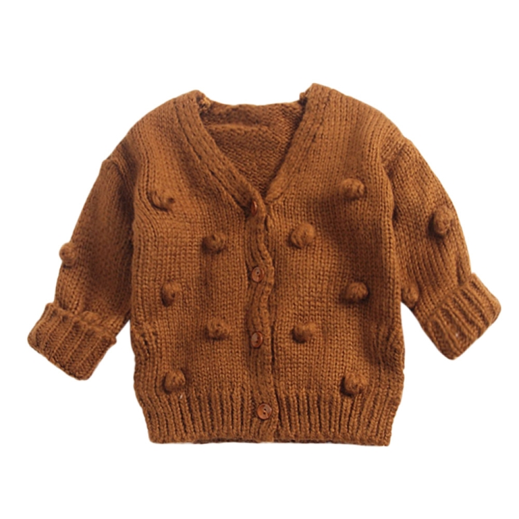 Autumn and Winter Female Baby Hair Ball Decoration Knit Cardigan Coat, 73cm, 80cm, 90cm, 100cm