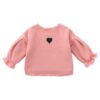 Autumn and Winter Warm Cute Puff Sleeve Top Heart-shaped Embroidered Sweatshirt Girls Tops, 80cm, 90cm, 100cm, 110cm, 120cm