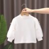 Girls Bottoming Shirt Cotton Yarn Sleeve Stand-Up Collar Tops, 90 Yards, 100 Yards, 110 Yards, 120 Yards, 130 Yards
