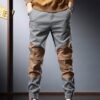 Mens Vintage Functional Pants Drawstring Leg Colorblocking Casual Pants, M, L, XL, XXL