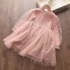 Girls Sequined Puff Sleeve Knitted Yarn Skirt, 90, 100, 110, 120, 130