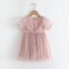 Girls Mesh Dot Lace Dress, 100, 110, 120, 130, 140
