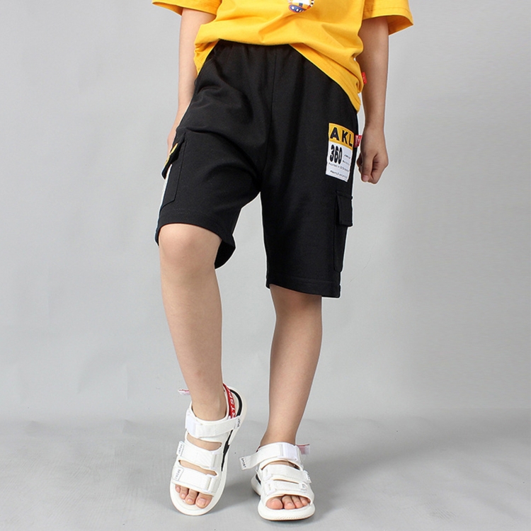 Boys Fashion Label Short Pants Overalls (Color:Grey Size:150cm), 120cm, 130cm, 140cm, 150cm, 160cm