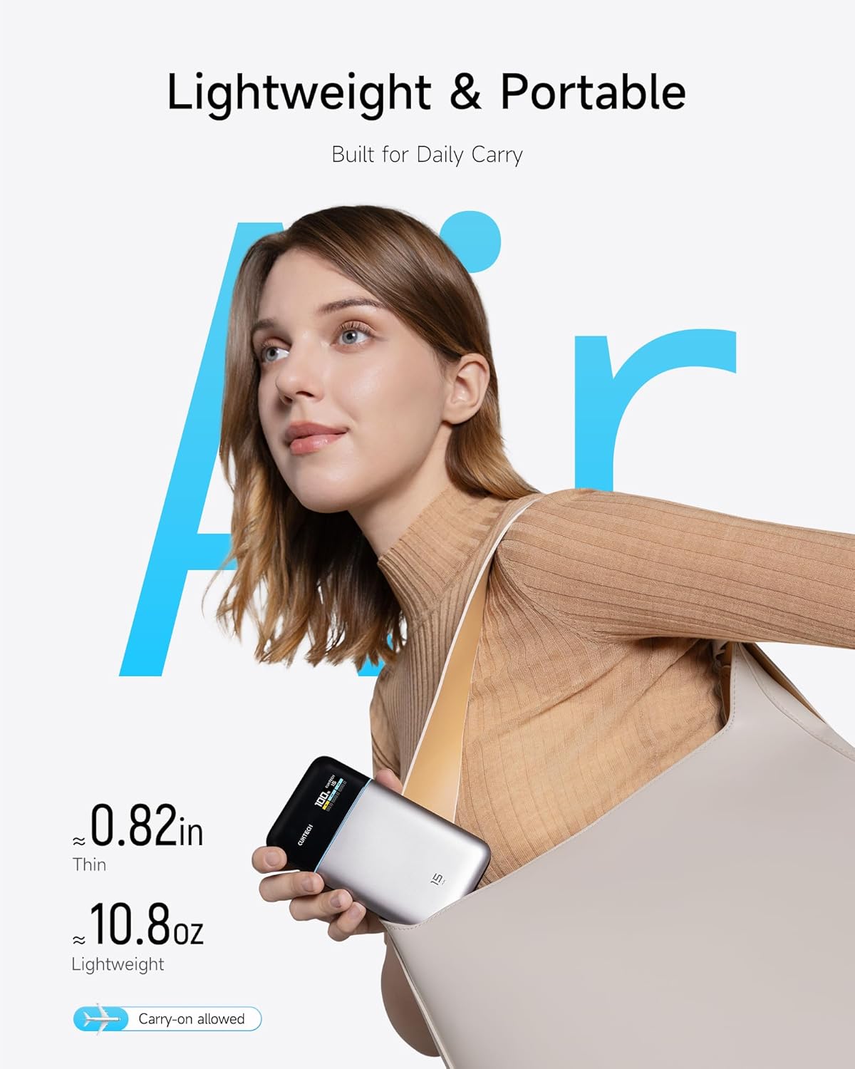 71zcD62AWWL._AC_SL1500_ CUKTECH 15 Air Power Bank, 15,000mAh Slim Portable Charger, 65W Fast Charging, 3-Port Battery Pack for Laptop & Phone, for Mobile Office/Business Trip, for MacBook, iPhone, Samsung, Google Pixel