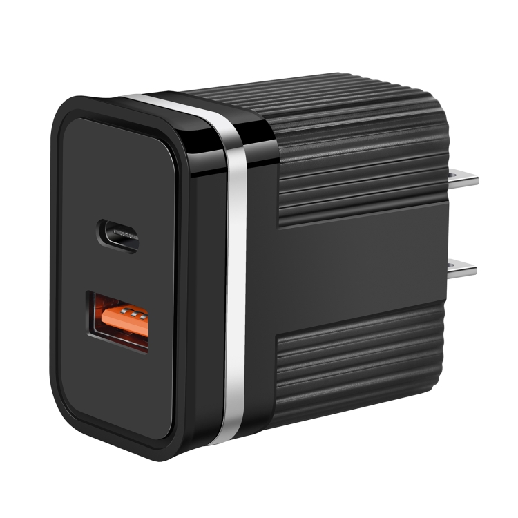 RSY USB + USB-C / Type-C Dual Ports Fast Charging Travel Charger,, US Plug, EU Plug