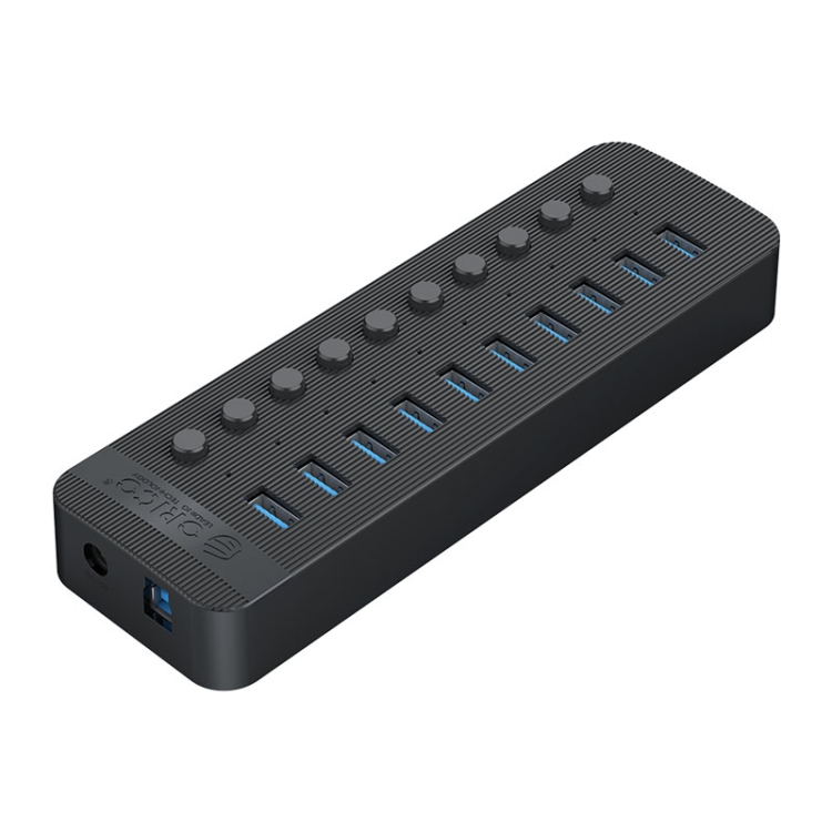 ORICO CT2U3-10AB-WH 10 In 1 Plastic Stripes Multi-Port USB HUB with Individual Switches, CT2U3-10AB-BK US Plug, CT2U3-10AB-WH US Plug