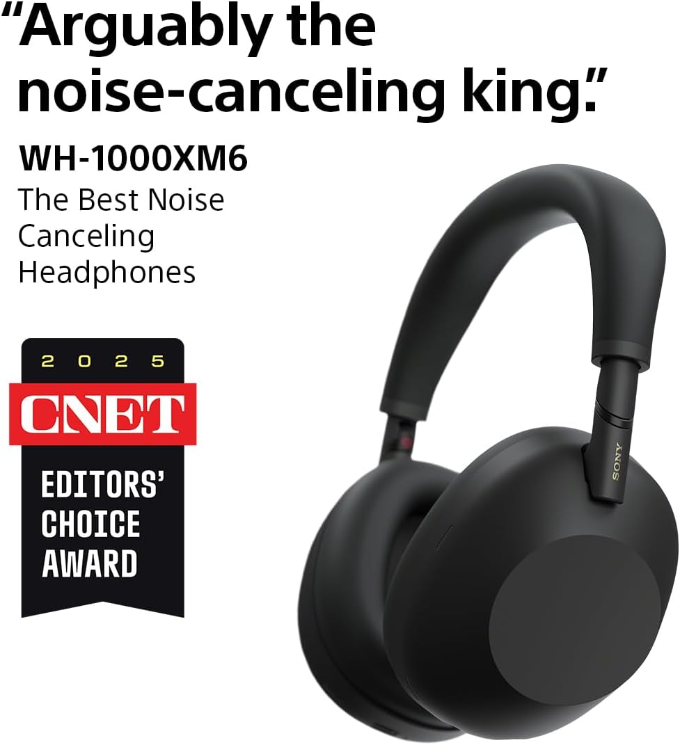 61tGbDV8kjL._AC_SL1200_ Sony WH-1000XM6 The Best Wireless Noise Canceling Headphones, HD NC Processor QN3, 12 Microphones, Adaptive NC Optimizer, Mastered by Engineers, Studio-Quality, 30-Hour Battery
