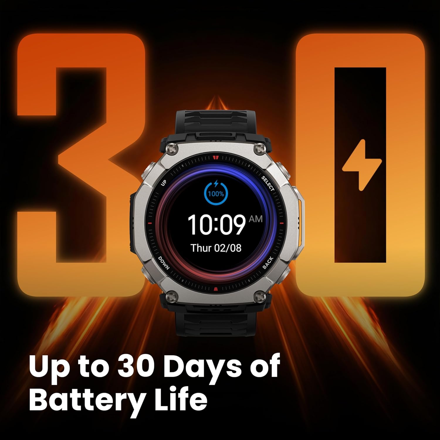 714NPFEEmSL._AC_SL1500_ Amazfit T-Rex Ultra 2 Dual-Band GPS Outdoor Smartwatch, 51mm Ti Body, 1.5" Sapphire AMOLED Display, Flashlight, 30 Days of Battery, Offline Maps, 10 ATM, 180+ Sports Mode for Android & iPhone, Black