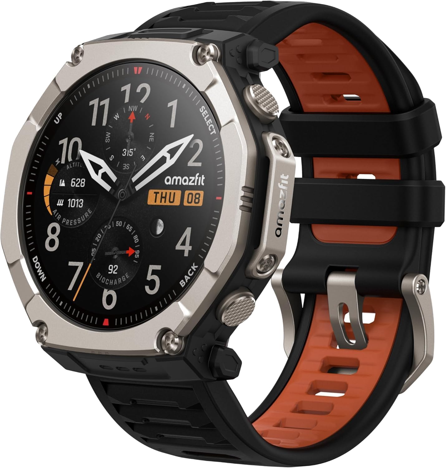 71ULWhYtfeL._AC_SL1500_ Amazfit T-Rex Ultra 2 Dual-Band GPS Outdoor Smartwatch, 51mm Ti Body, 1.5" Sapphire AMOLED Display, Flashlight, 30 Days of Battery, Offline Maps, 10 ATM, 180+ Sports Mode for Android & iPhone, Black