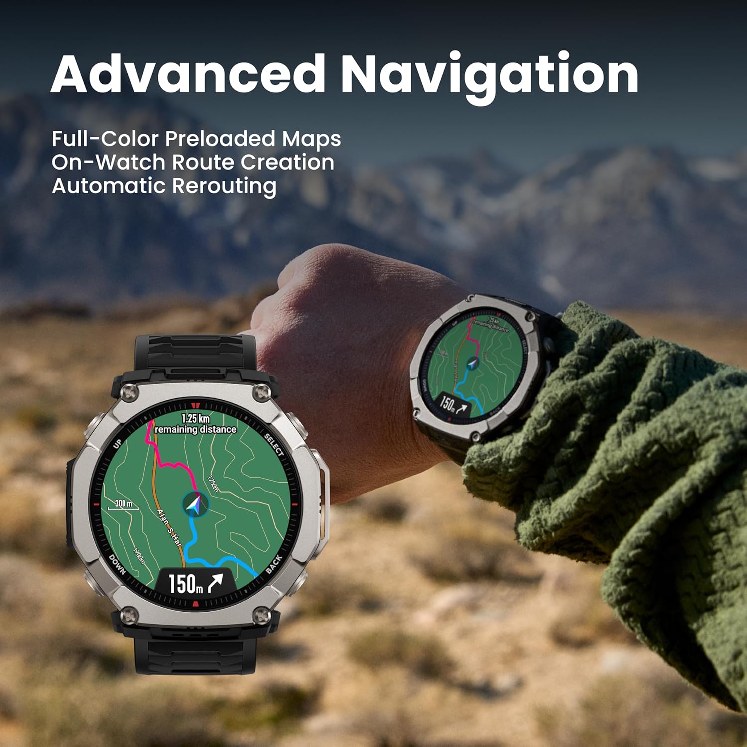81oO5HIHECL._AC_SL1500_ Amazfit T-Rex Ultra 2 Dual-Band GPS Outdoor Smartwatch, 51mm Ti Body, 1.5" Sapphire AMOLED Display, Flashlight, 30 Days of Battery, Offline Maps, 10 ATM, 180+ Sports Mode for Android & iPhone, Black