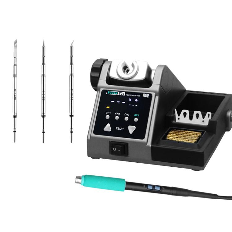 SUGON T21 Constant Temperature Soldering Station 120W High Power Soldering Iron With I/IS/K Tip Nozzle, 210 Handle, 245 Handle, 115 Handle