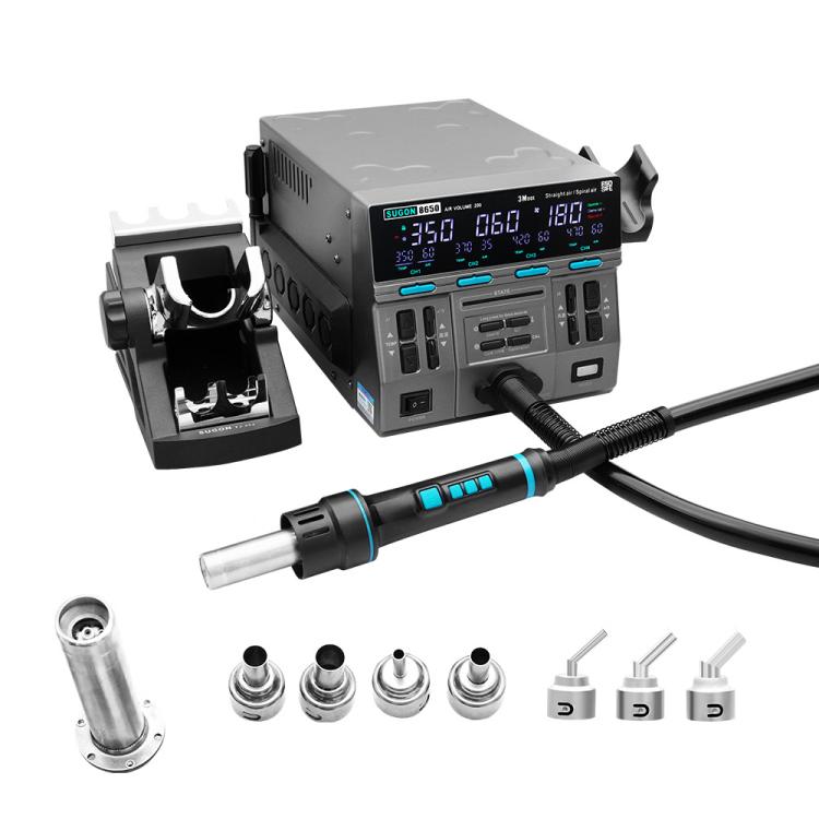 SUGON 8650 1300W Hot Air Soldering Station Big Wind Power Maintenance Motherboard CPU Desoldering Station, With 7 Air Nozzles, With 4 Air Nozzles