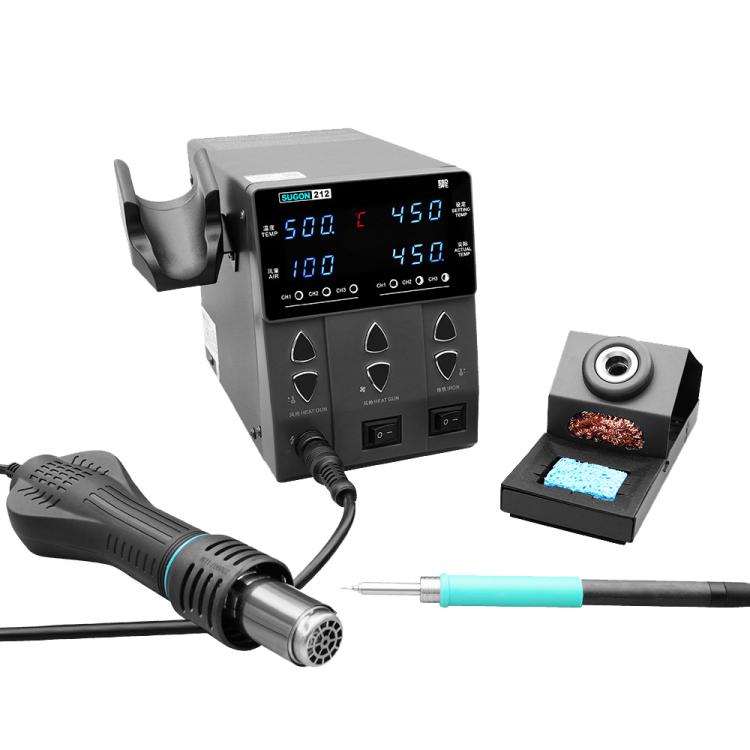 SUGON 212 2 In 1 Soldering Iron Dual Display Cell Phone Repair Hot Air Constant Temperature Soldering Station Combination Set, EU Plug, US Plug