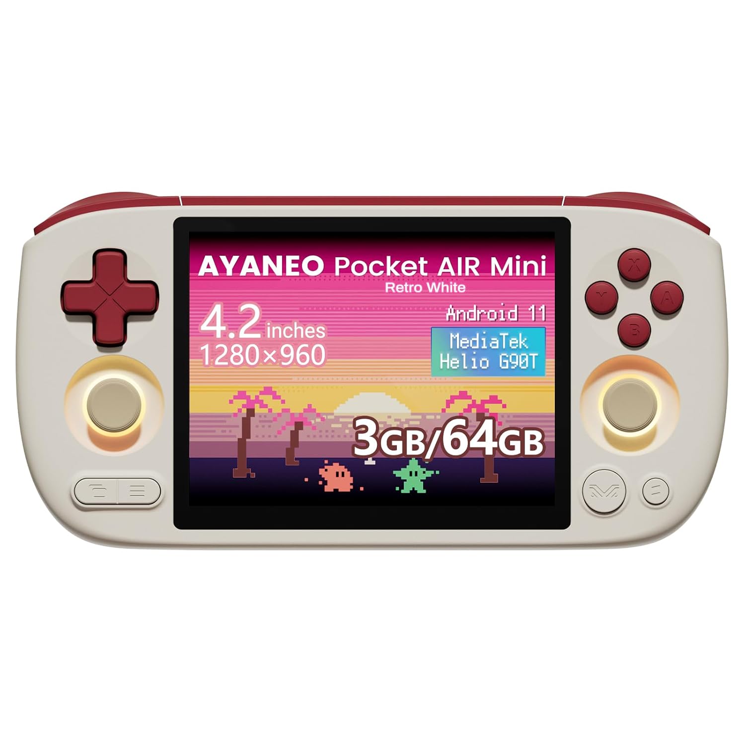AYANEO Pocket AIR Mini Retro Handheld Game Console, 4.2" 500 Nits HD Screen (1280x960 LCD, 60Hz), Android 11 Gaming System with Helio G90T, Hall Joystick & Trigger