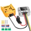 For DeWalt 20V Lithium Battery Switch Button Adapter Converter and 12V / 20A Voltage Regulator Kit, With Fuses