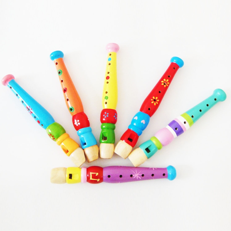 Kindergarten Children Early Education Teaching Kids Wooden Colorful Flute Musical Play Toys, Size: 20*2.5cm