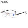 Rimless Anti Blue-ray Blue Film Lenses Presbyopic Glasses, +3.50D, +3.50D
