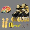 Oushen Adjustable Full Flash Children Single Four-wheel Roller Skates Skating Shoes Set, Size : M, Size : M(Yellow), Size : M(Black), Size : M(Pink), Size : M(Blue), Size : M(Red)