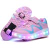 786 LED Light Ultra Light Rechargeable Double Wheel Roller Skating Shoes Sport Shoes, Size : 34, Size : 34