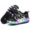 WS01 LED Light Ultra Light Mesh Surface Rechargeable Double Wheel Roller Skating Shoes Sport Shoes, Size : 41, Size : 41