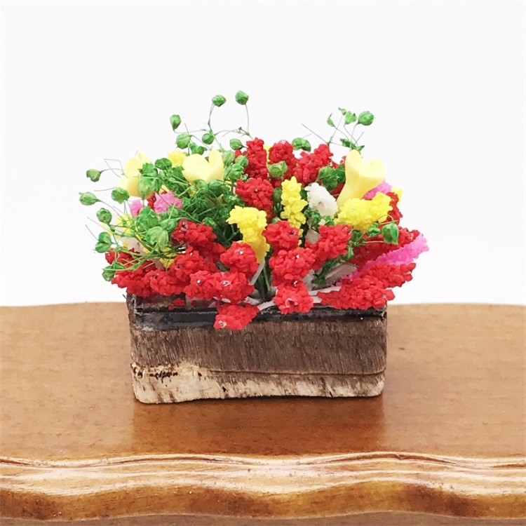 2 PCS 1:12 mini Doll House Dollhouse Garden Scene Simulation Flower Potted Clay Flower, Clay Flower