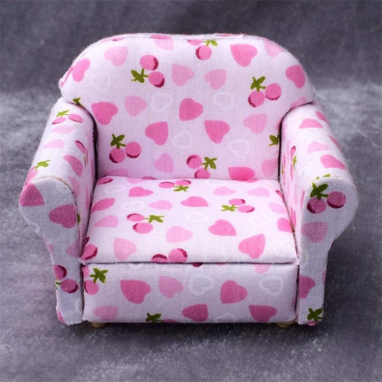 1:12 Doll House Vintage Strawberry Sweetheart Single Mini Sofa Toy, Mini Sofa Toy