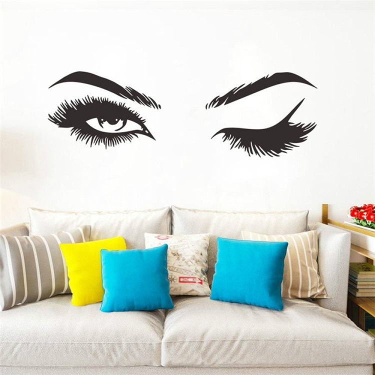 2 PCS/Set Makeup Shop Beauty Studio Decoration Personality Eyebrow Wall Sticker, 57x19cm