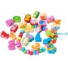 Children Stringing Threading Toys Early Education Cognitive Wooden Beads, 60 PCS / Set Number+Animal