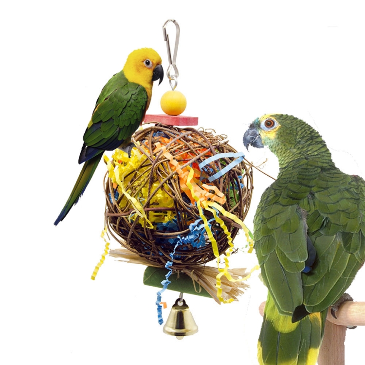 2 in 1 Parrot Toy Sepak Takraw Paper Brushed Grass Bite Ball