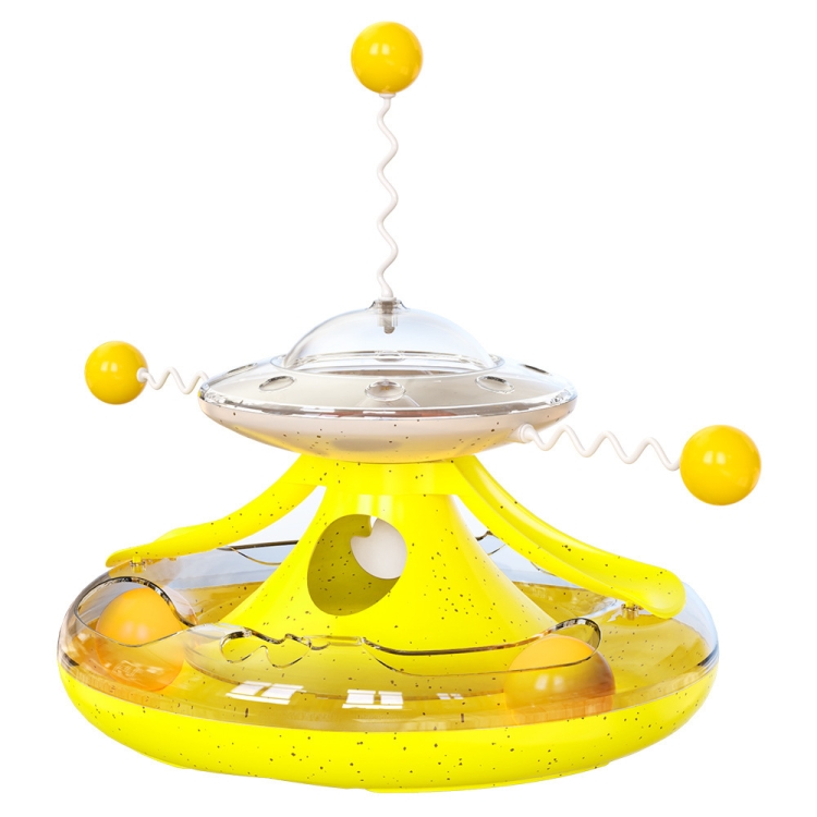 Tumbler Cat Track Cat Turntable Leaky Food Toy, Yellow