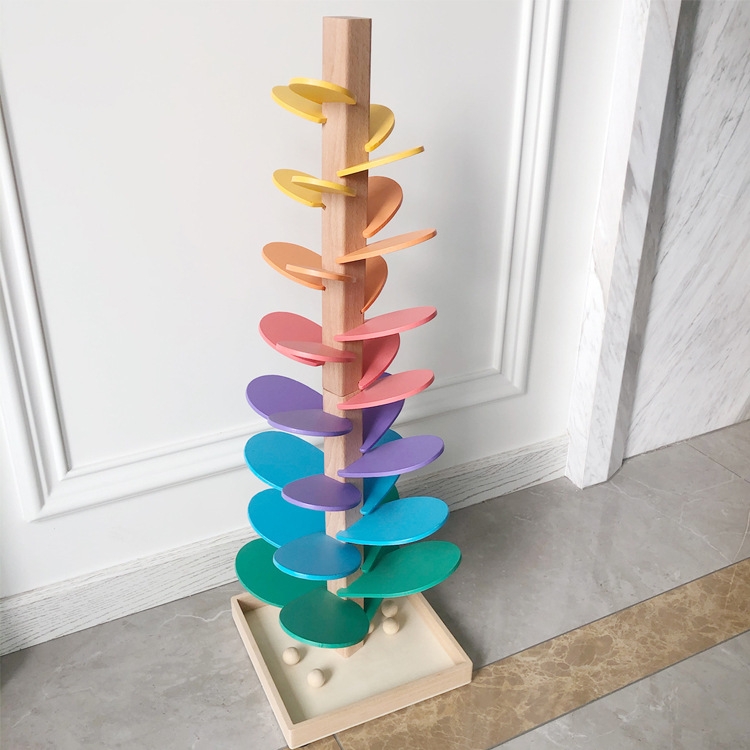 Rainbow Music Tree Wooden Rolling Ball Track Toys, Music Tree