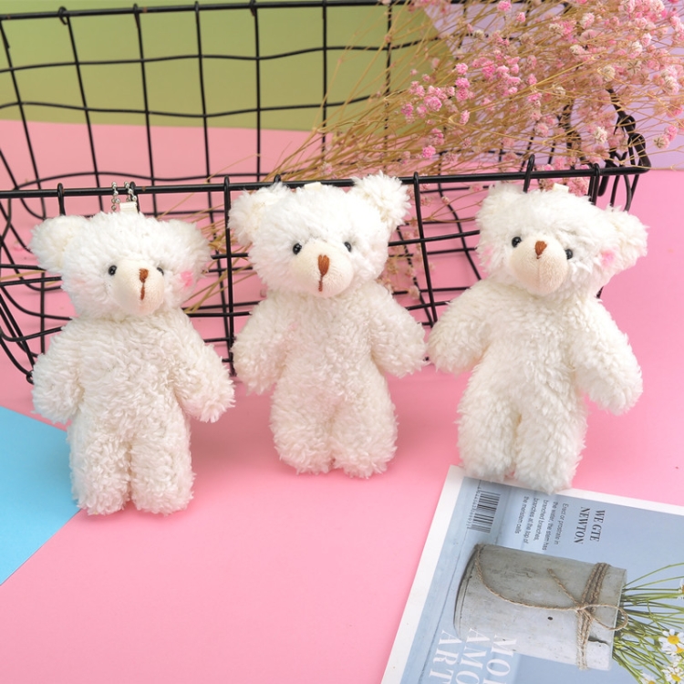 3pcs Pearl Velvet Bear Plush Keychain Toy Pendant, 12cm