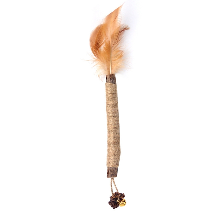 Cat Teething Stick Toy Teeth Cleaning Catnip Teasing Stick, 5pcs Yellow Feathers, 5pcs Lafite, 5pcs Black Feathers