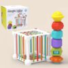 Baby Rainbow Sensory Toys Shape Sorting Toy Colorful Cube, Ordinary Version, Upgrade Version