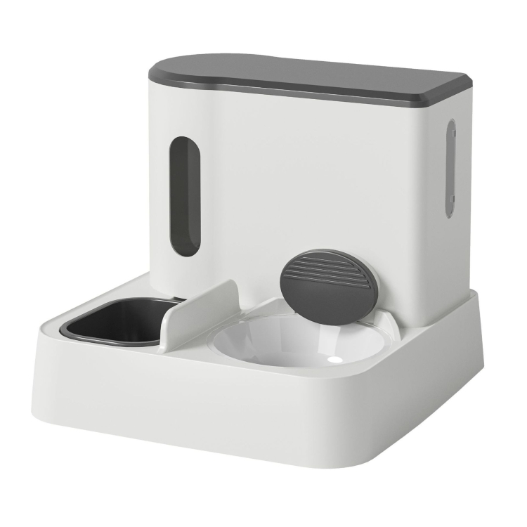 Pet Food Bowl Dog Drinking Fountain Cat Mobile Water Dispenser Automatic Feeding Water Feeder, Basic Gray, Basic Green, Upgrade Gray+Stainless Steel Bowl