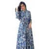 Ladies Printed Big Hem Shirt Tie Long Dress, S, M, L, XL, XXL