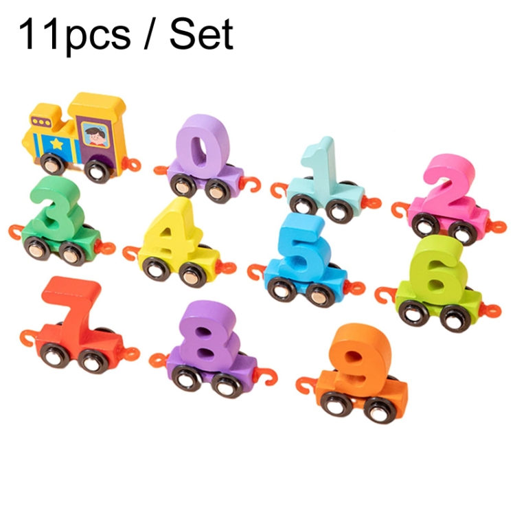11pcs / Set Children Puzzle Train Block Toys Early Learning Awareness Numbers Track Toys, Hook Model