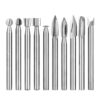 Electric Wood Carving Root Carving Tools Woodworking Engraving Polishing Tool Heads Milling Cutters Drill Bits, 10pcs/ Set