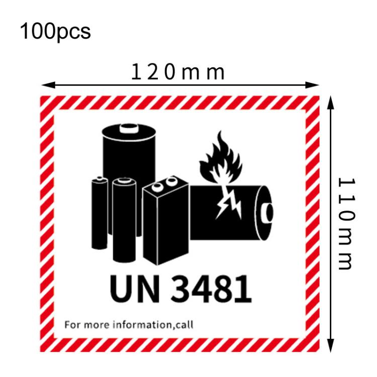 100pcs Logistics Air Freight Carton Sealing Sticker Lithium Battery Label Fragile Label, UN3481: 11x12cm, UN3480: 11x12cm, UN3091: 11x12cm, UN3090: 11x12cm, UN3481: 10x10cm, UN3480: 10x10cm, CAO Air Transport Warning: 11x12cm...