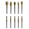 HSS Titanium Plated Rotary File Woodworking Milling Cutter Wood Carving Cutter, 10pcs
