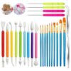 Pottery Tools Clay Sculpting Knife Tweezers Paint Brushes Detail Needles, 25pcs