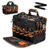 17-inch Heavy-Duty Tool Bag Portable Tote with 46-Pocket Organization, Non-Slip Rubber Base & Shoulder Strap